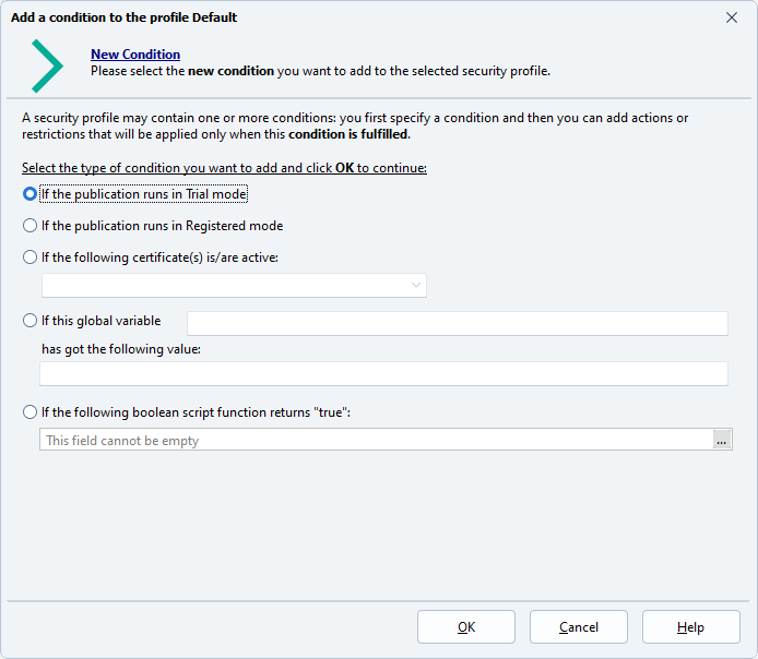 Conditions du profil